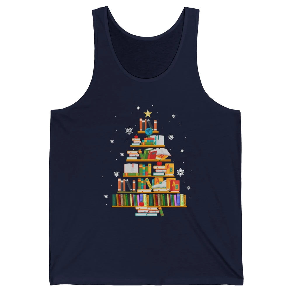 Funny Book Christmas Tree Book Reading Lovers Chritmas Gift Unisex Jersey Tank