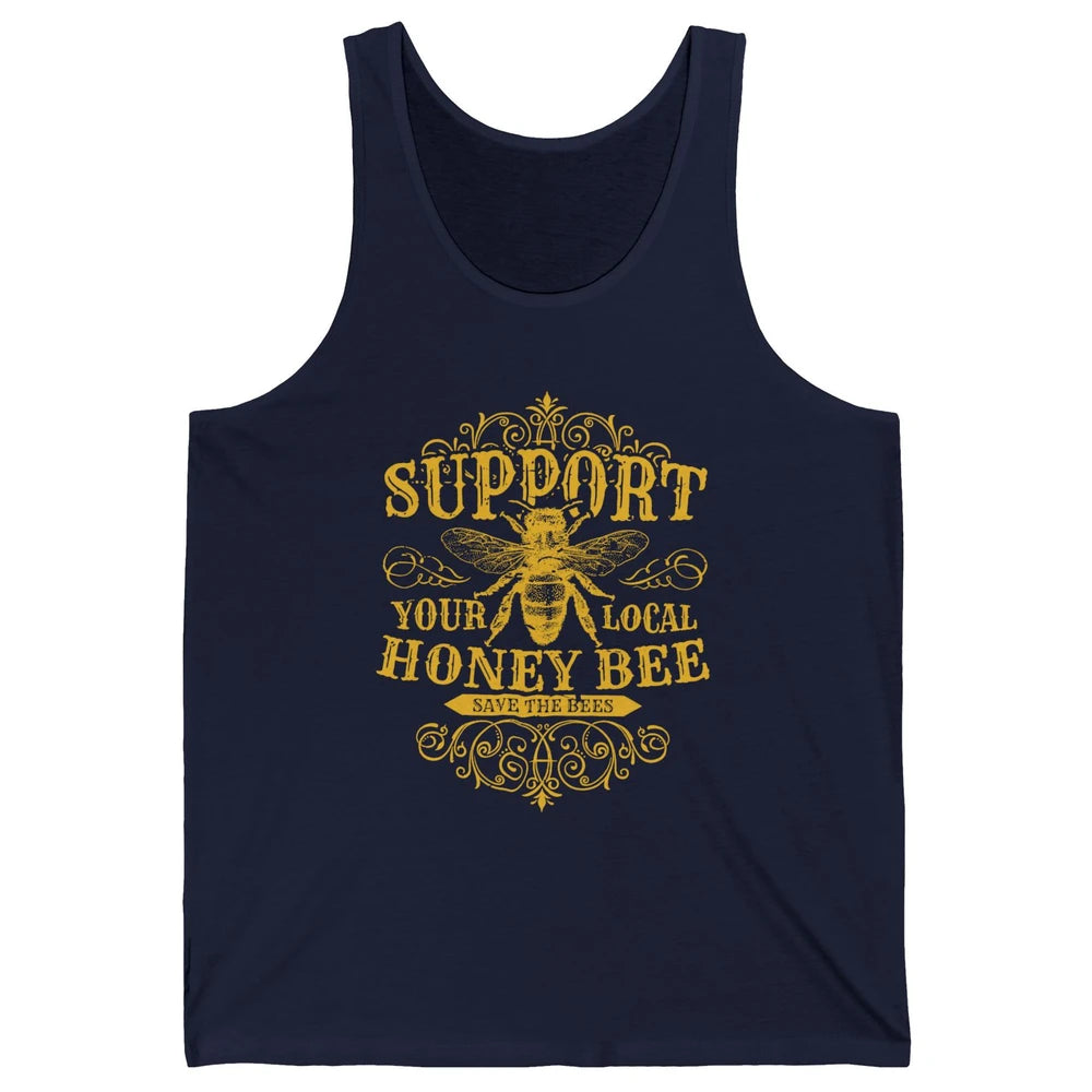 Vintage Beekeeper Support Your Local Honeybee Save The Bees Unisex Jersey Tank