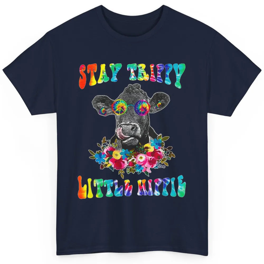 Stay Trippy Little Hippie Heifer Licking Highland Cow Peace Classic Unisex T-Shirt