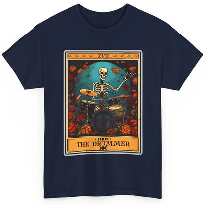 Retro Skeleton The Drummer Tarot Card Halloween Drumming Classic Unisex T-Shirt