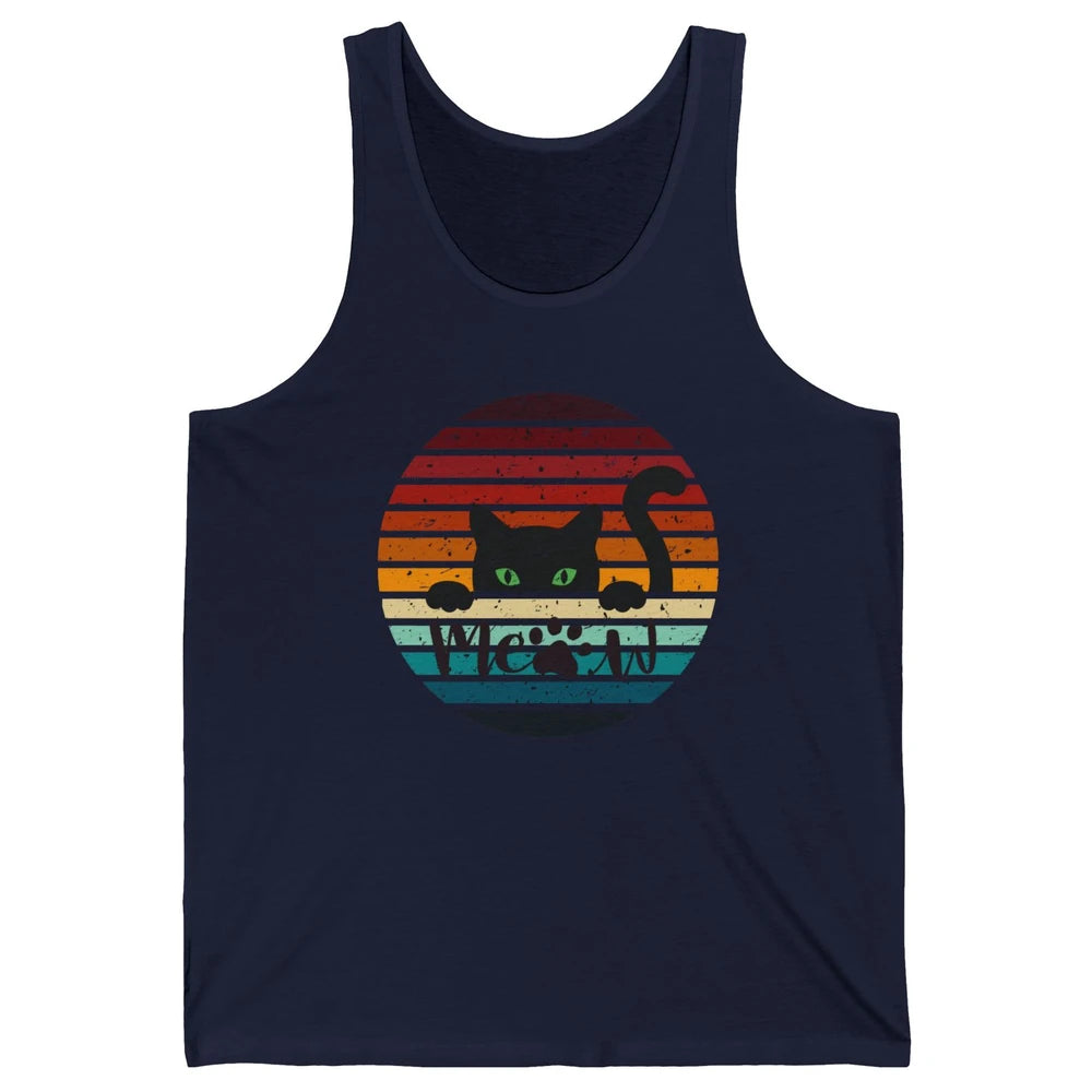 Vintage Black Cat Peeking Meow Cat Mom Cat Lady Gift Unisex Jersey Tank