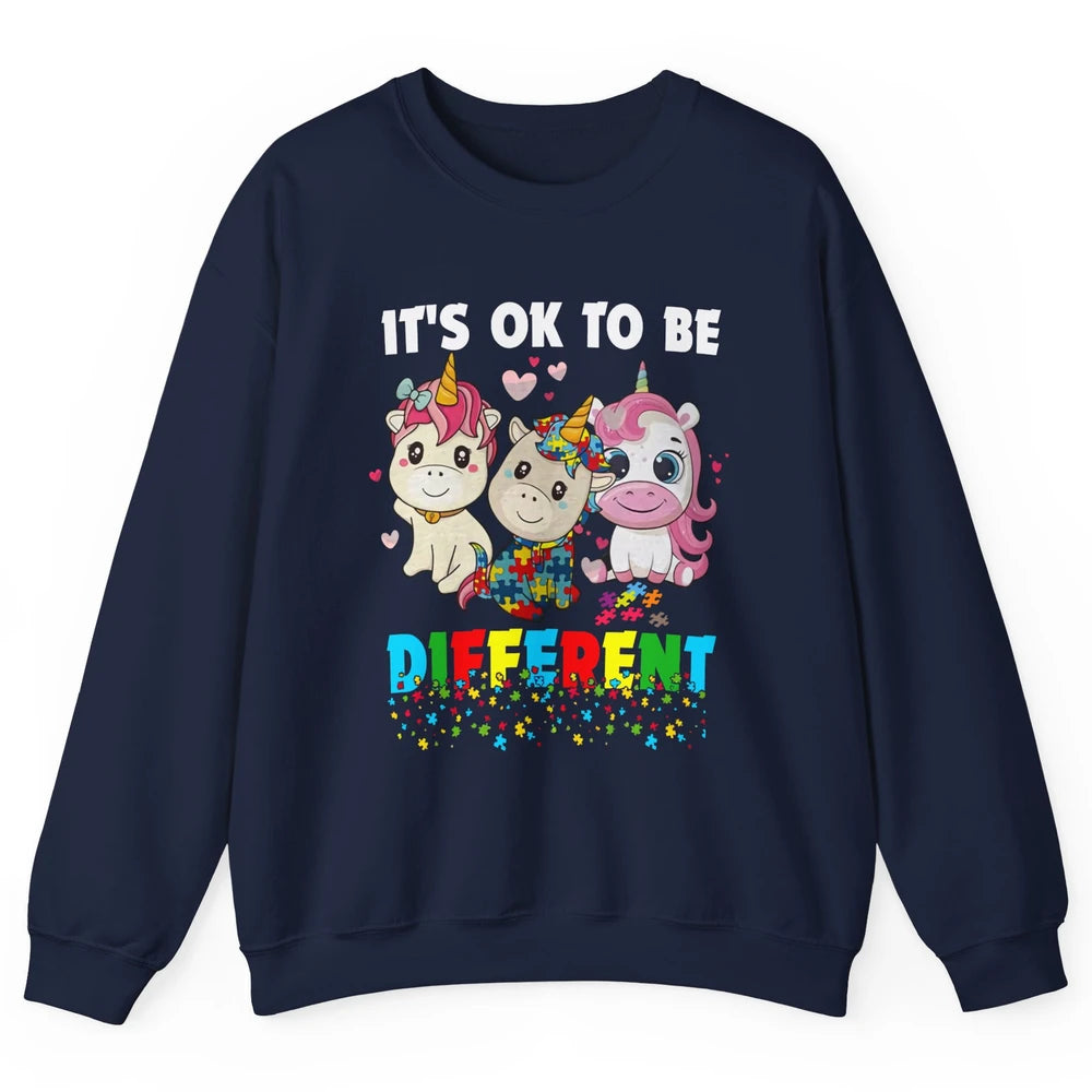 Autism Awareness Puzzles Baby Unicorn Okay To Be Different Unisex Crewneck Sweatshirt