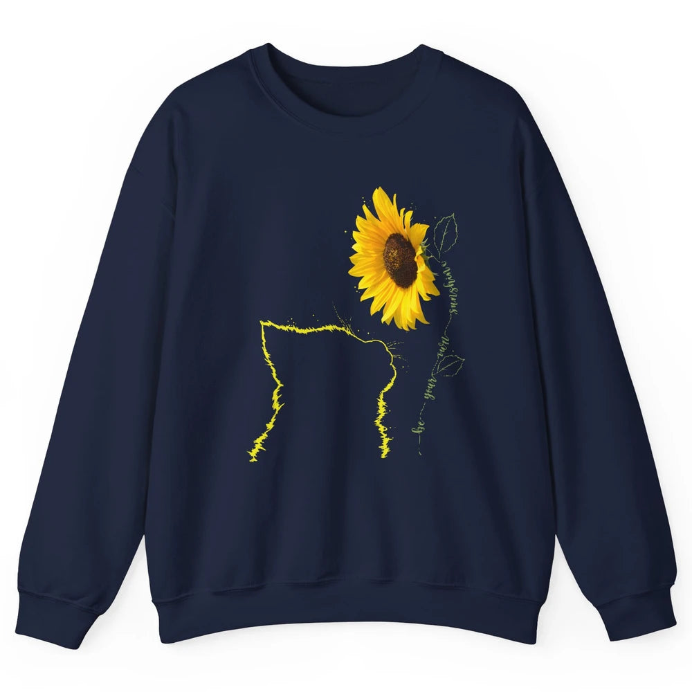 Sunflower Cat Be Your Own Be Your Own Sunshine Cat Mom Lady Unisex Crewneck Sweatshirt