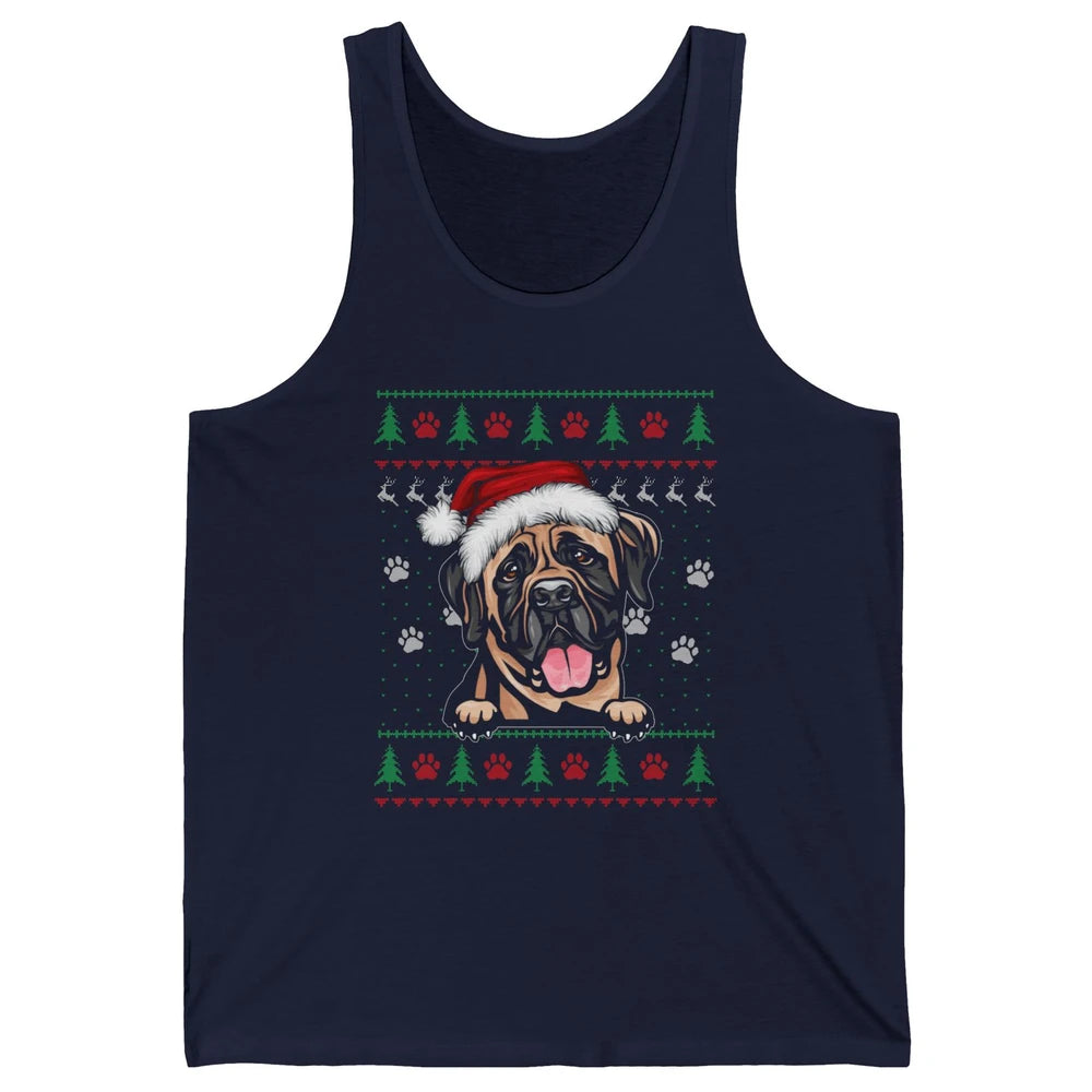 Merry Christmas Cute Santa Hat English Mastiff Dog Ugly Xmas Unisex Jersey Tank