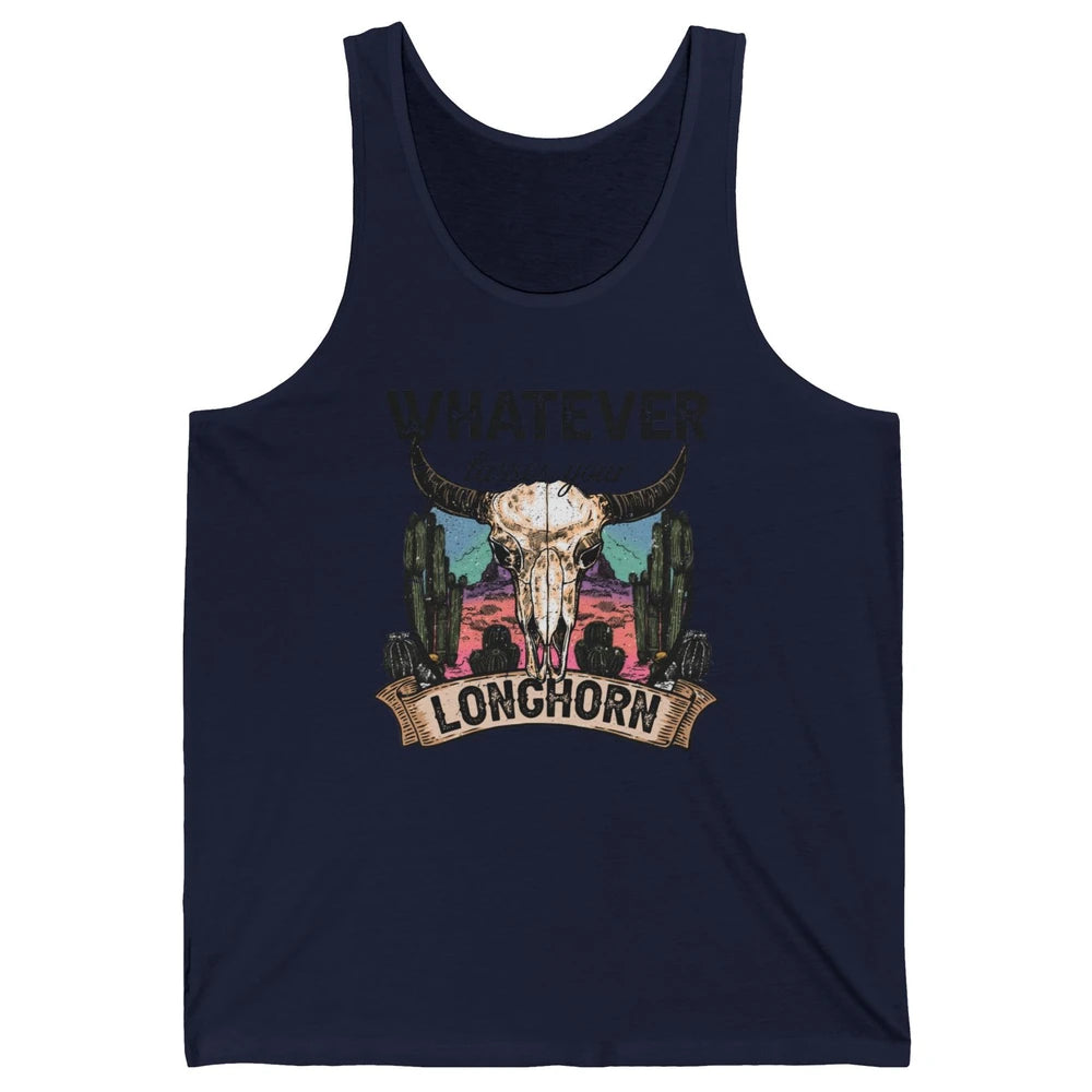 Boho Bull Skull Desert Whatever Lassos Your Longhorn Western Unisex Jersey Tank