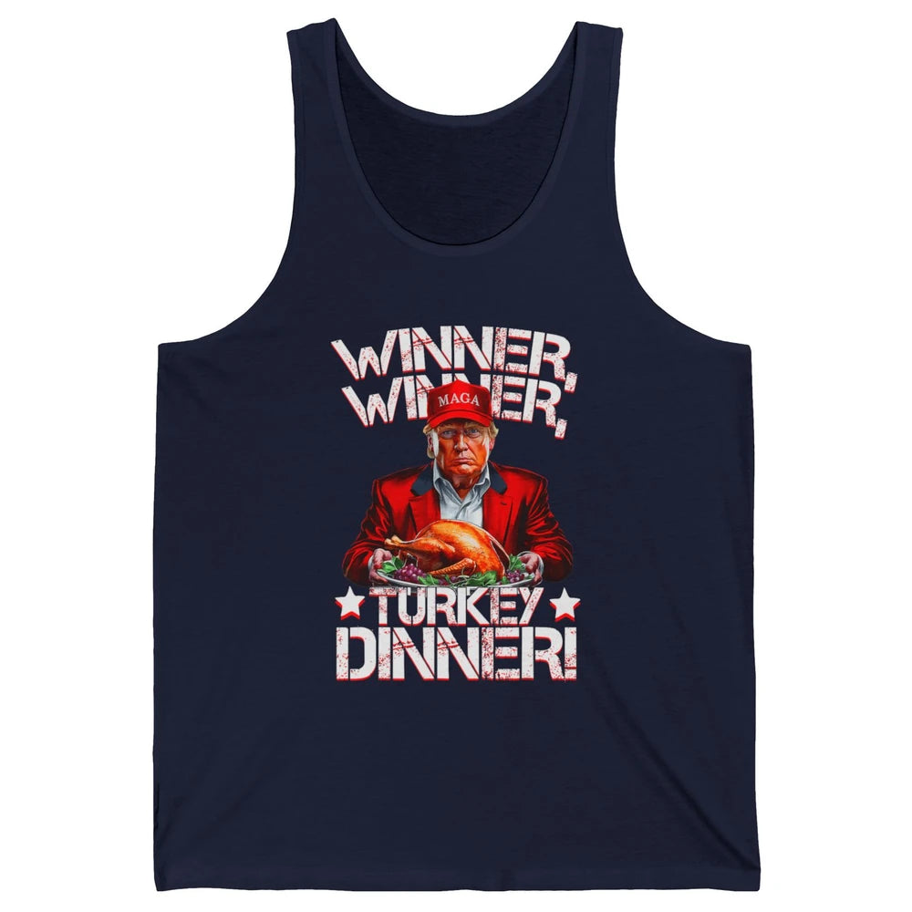 Funny Trump Winner Turkey Dinner Thanksgiving Donald Trump President Republican Political Humor Unisex Jersey Tank