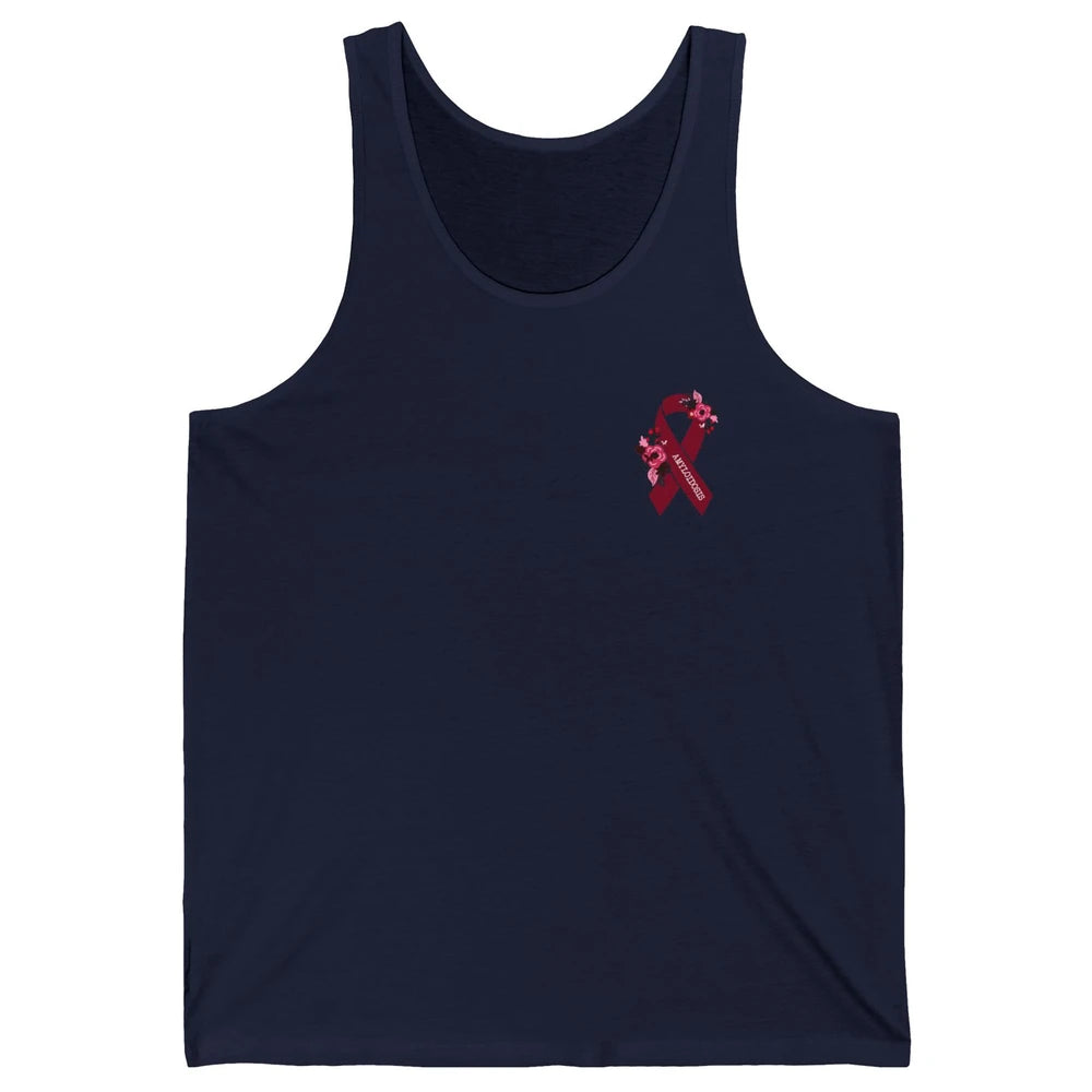 Amyloidosis Awareness Floral Burgundy Ribbon Rainbow Unisex Jersey Tank