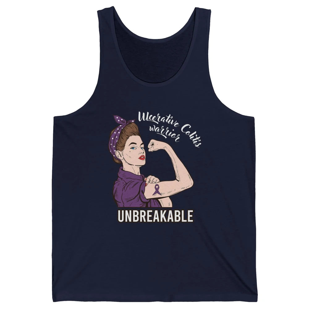 Ulcerative Colitis Warrior Unbreakable With Strong Woman Unisex Jersey Tank