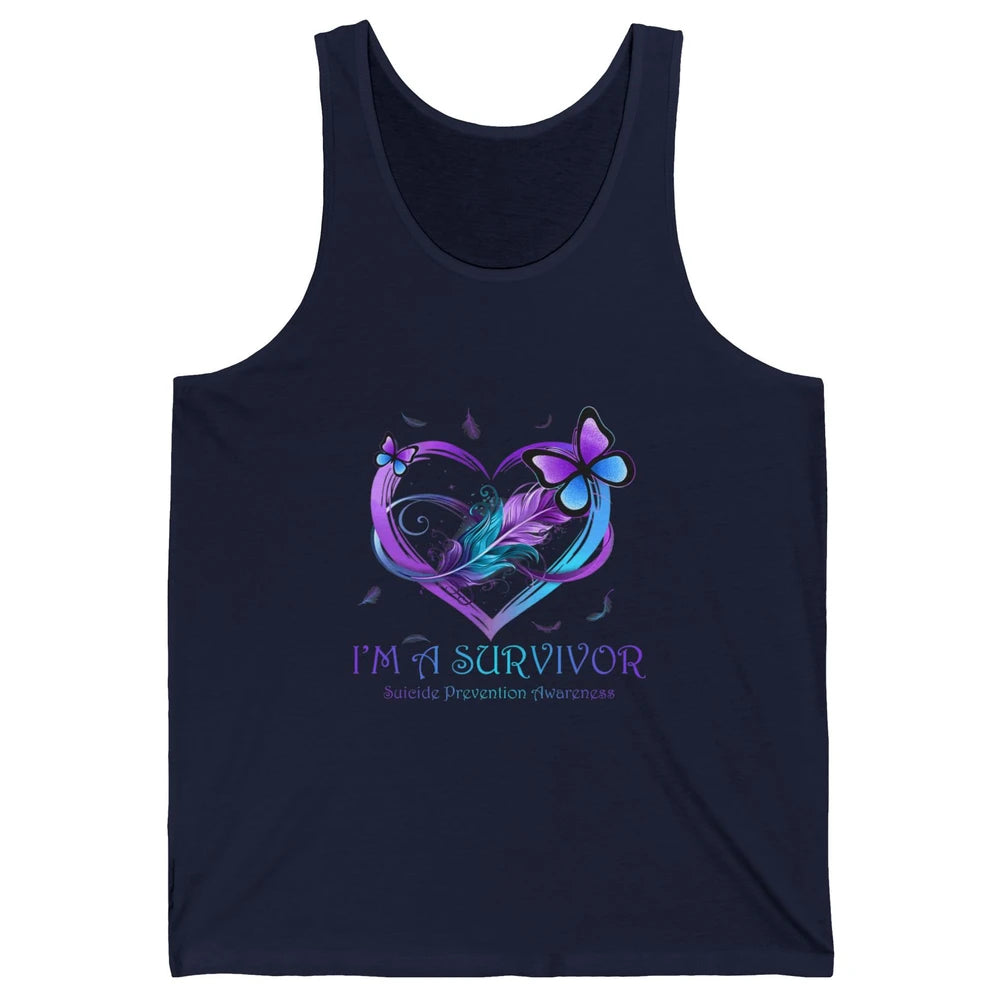 Survivor Purple Teal Heart Love Suicide Prevention Awareness Unisex Jersey Tank