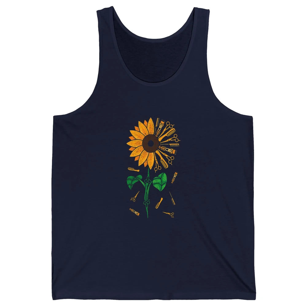 Barber Tool Sunflower Style Hairstylist Hairdresser Vintage Unisex Jersey Tank