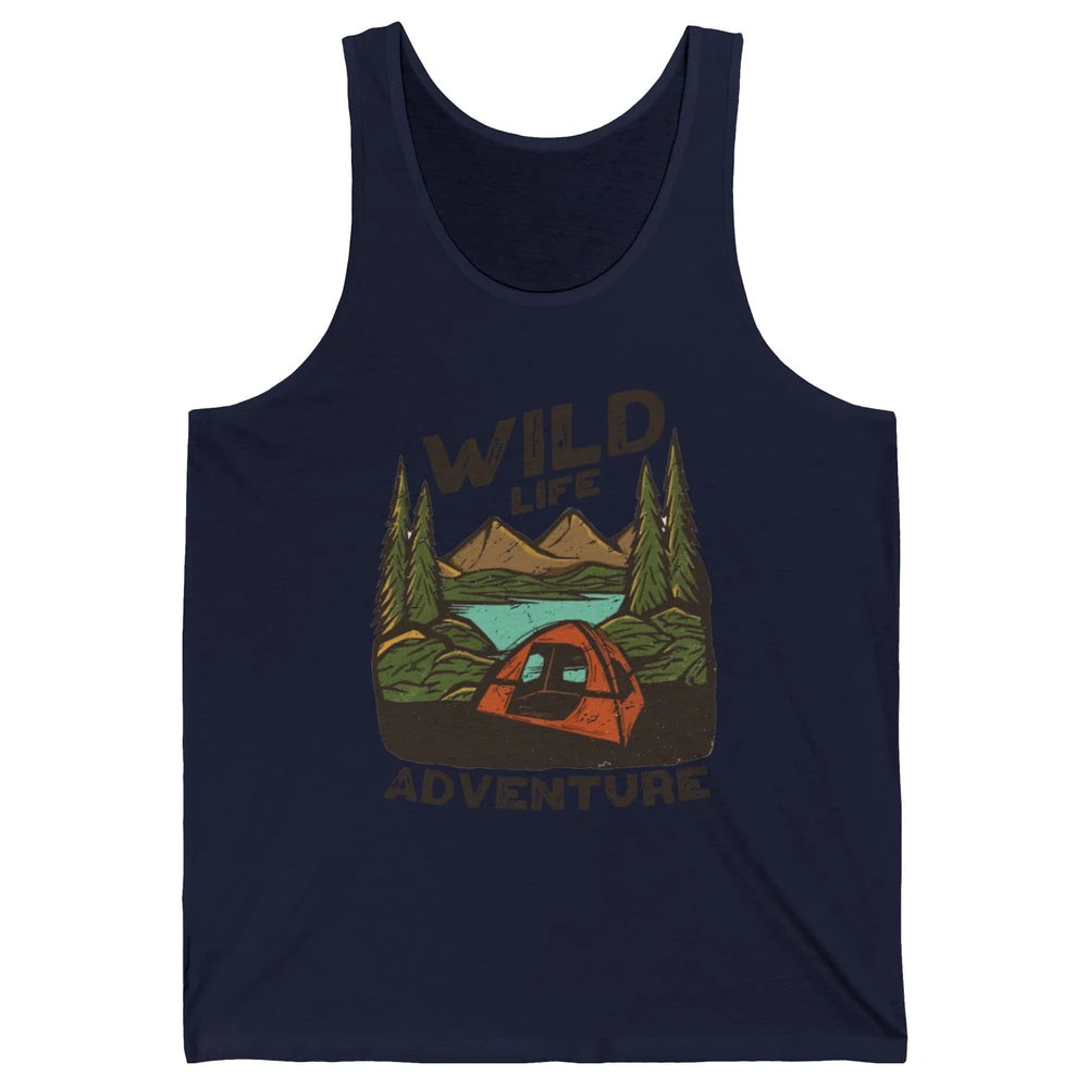 Wild Life Adventure Camping Mountain Wilderness Campfire Unisex Jersey Tank