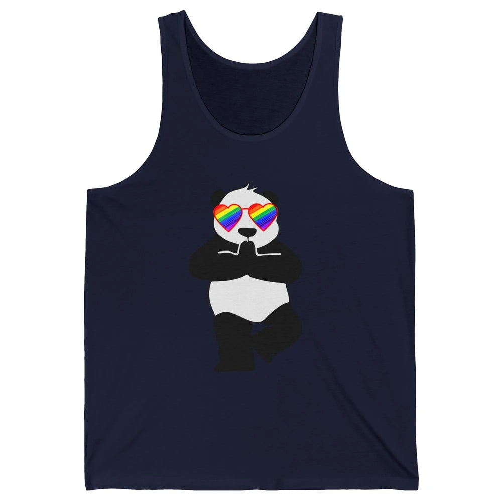 Yoga Panda LGBT Gay Pride Month Rainbow Sunglasses Love Unisex Jersey Tank