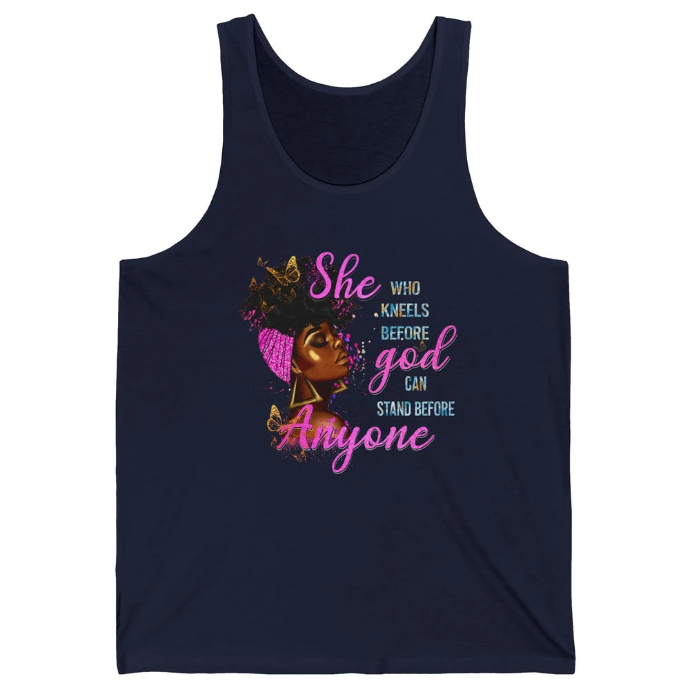 Black Girl She Who Kneels Before God Christian Afro Women Unisex Jersey Tank