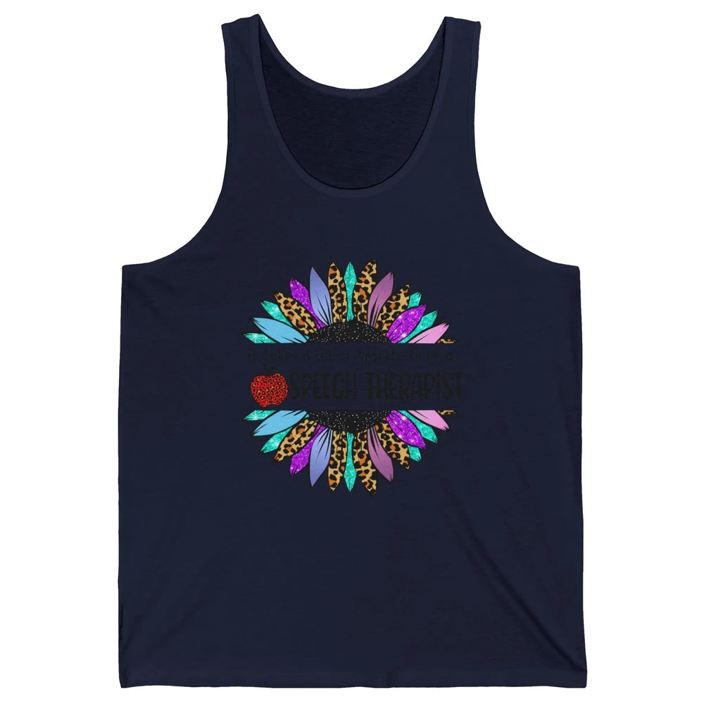 SLP Sunflower It Takes Lots Sparkle To Be Speech Therapist Unisex Jersey Tank