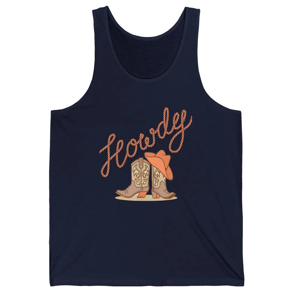 Vintage Cowboy Boots Howdy Rodeo Cowgirl Western Country Unisex Jersey Tank