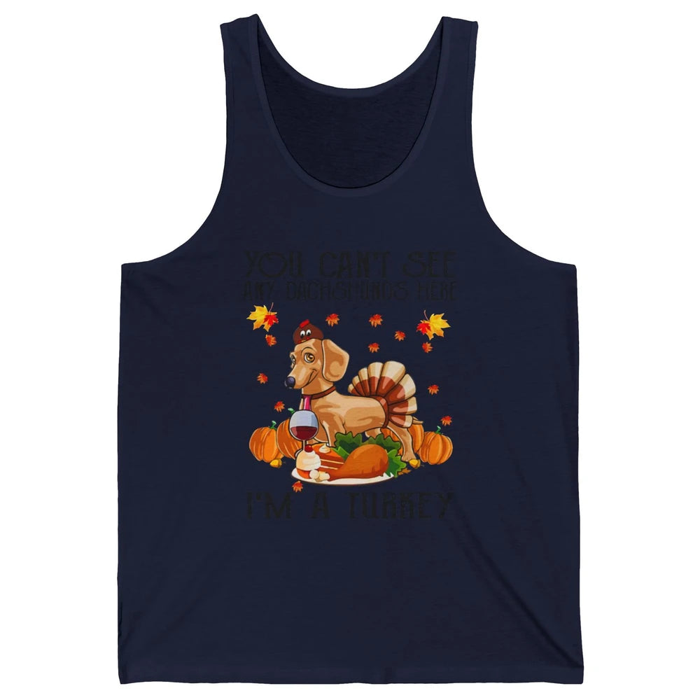 Funny Dachshund I'm A Turkey Happy Thanksgiving Fall Pumpkin Unisex Jersey Tank