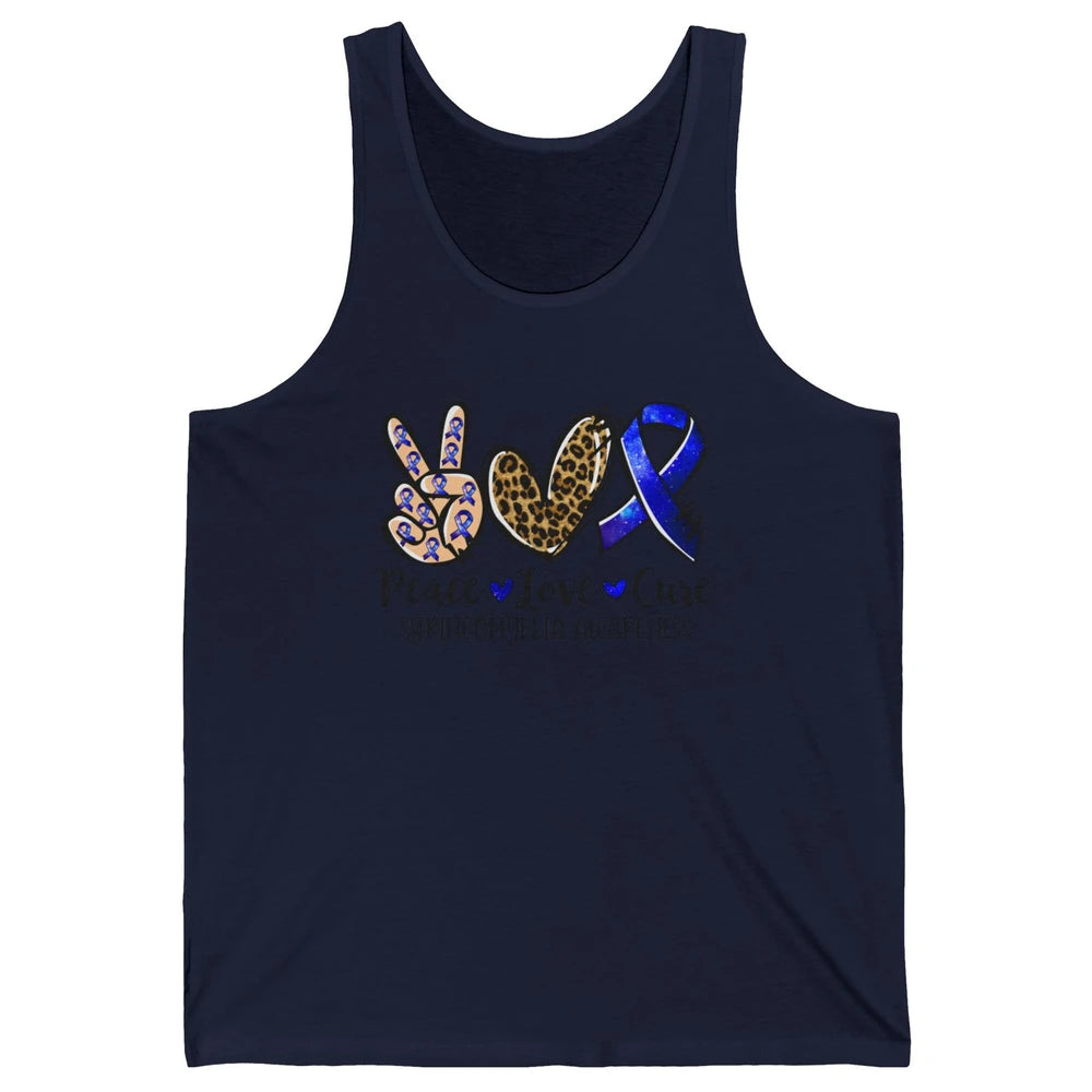 Syringomyelia Awareness Blue Ribbon Peace Love Cure Unisex Jersey Tank