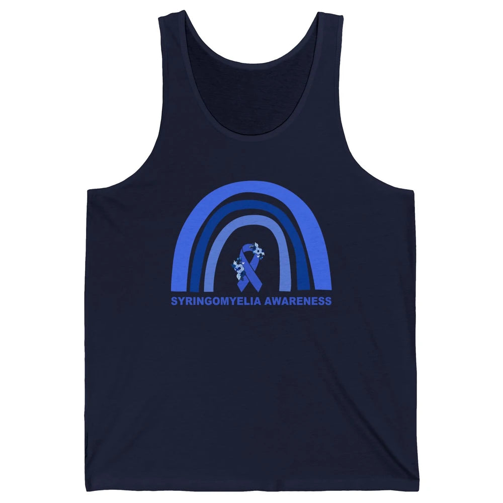 Syringomyelia Awareness Floral Blue Ribbon Rainbow Unisex Jersey Tank