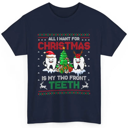 Merry Christmas Funny Two Teeth Dentist Xmas Tree Santa Ugly Classic Unisex T-Shirt