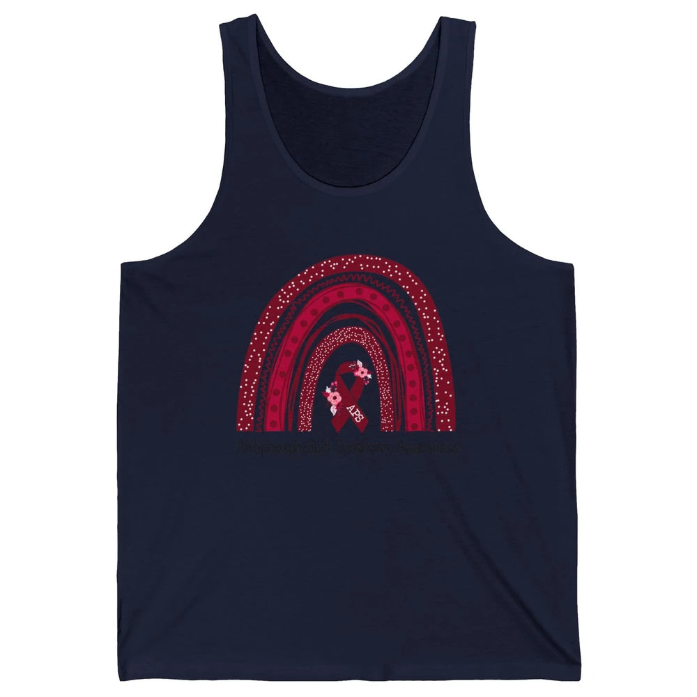 Antiphospholipid Syndrome Awareness APS Burgundy Rainbow Unisex Jersey Tank