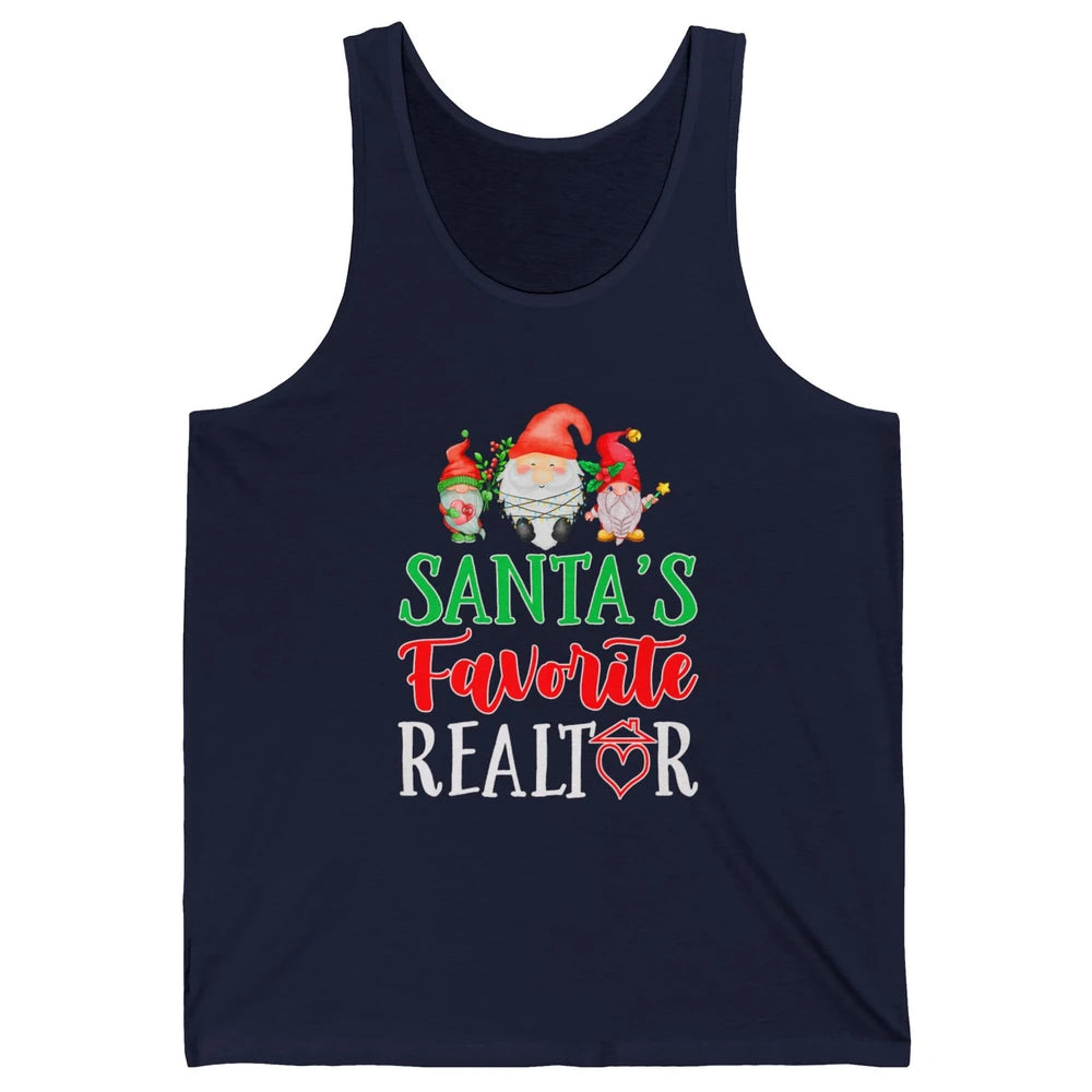 Christmas Xmas Gnomes Santa Favorite Realtor Real Estate Unisex Jersey Tank