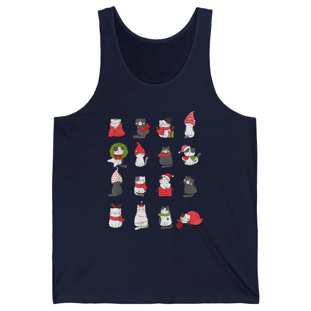 Merry Christmas Meowy Cat Cute Santa Hat Kitten Xmas Kawaii Unisex Jersey Tank