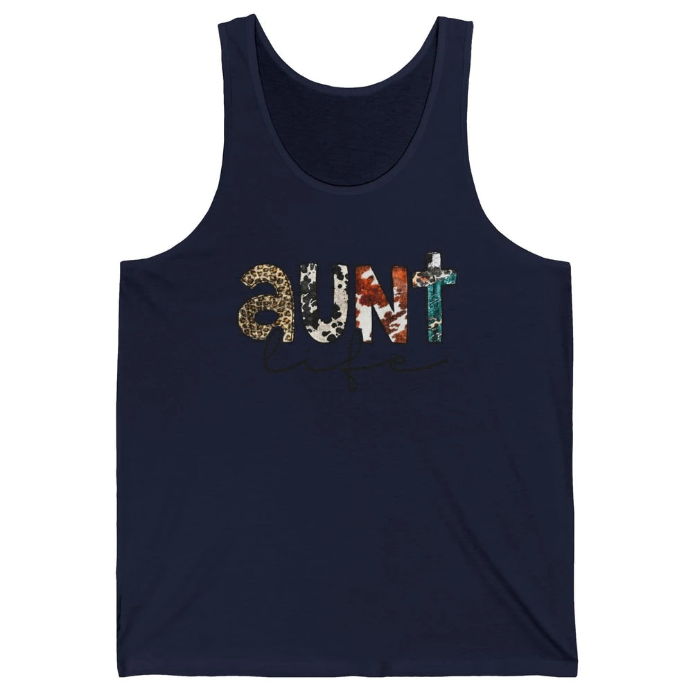 Aunt Life Western Country Leopard Southern Auntie Gift Unisex Jersey Tank