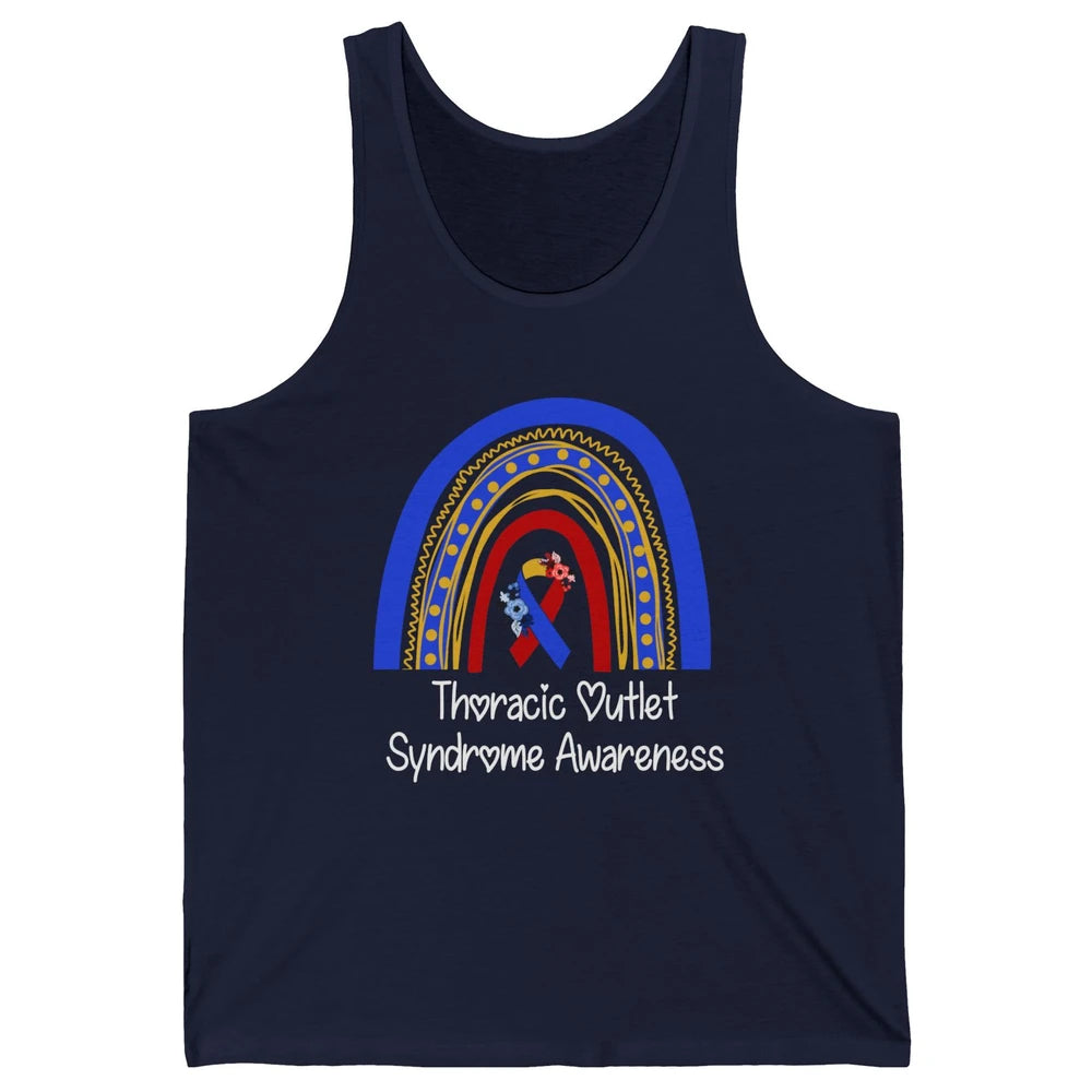 Thoracic Outlet Syndrome Awareness Floral Blue Red Rainbow Unisex Jersey Tank