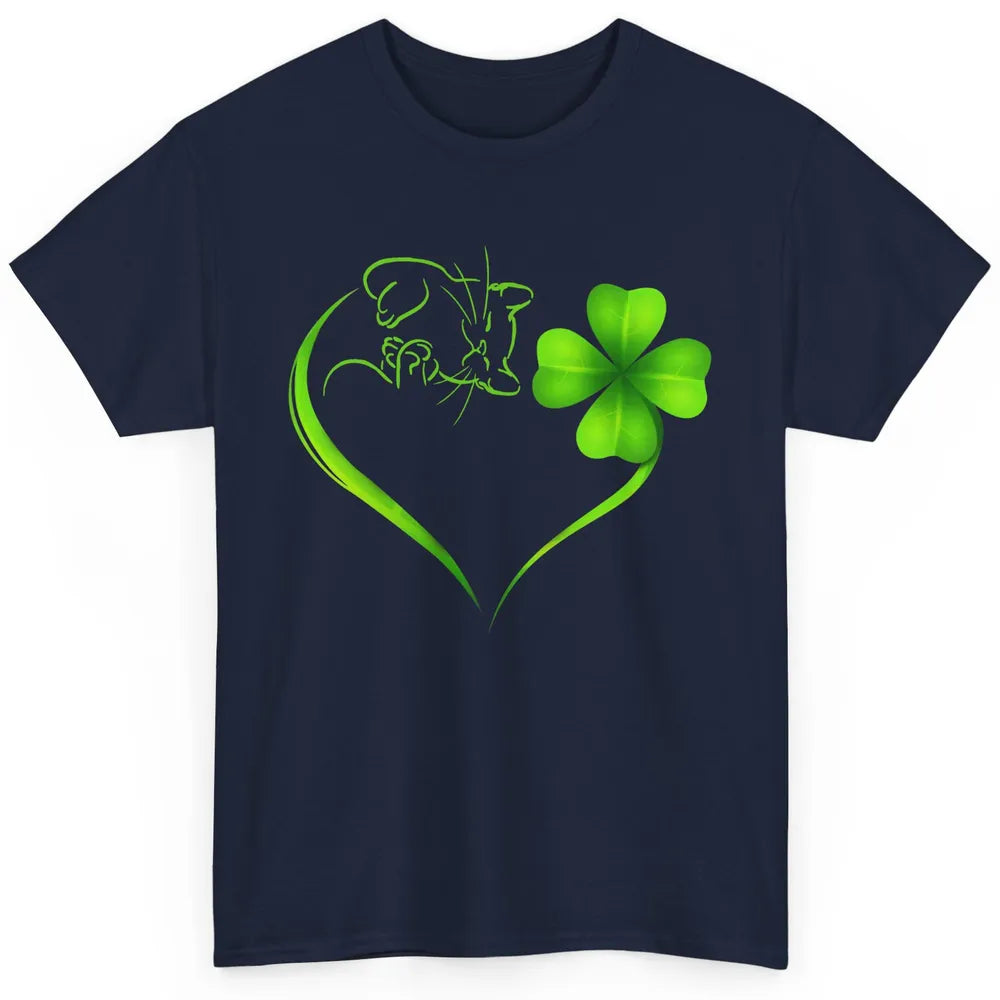 St Patricks Day Cat Shamrock Heart Go Lucky St Paddy Day Classic Unisex T-Shirt