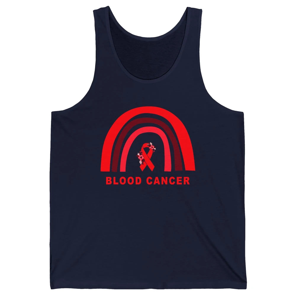 Blood Cancer Awareness Floral Red Ribbon Cute Rainbow Unisex Jersey Tank