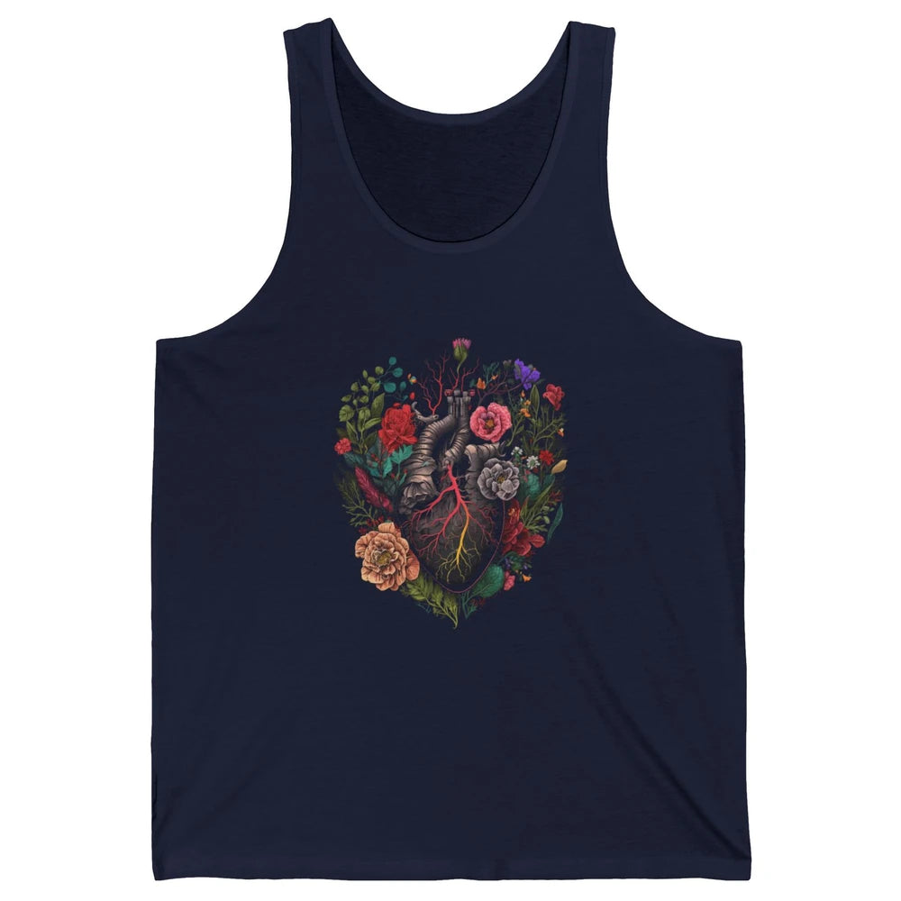 Anatomical Heart Show Your Love Anatomy Cardiologist Floral Unisex Jersey Tank