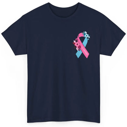 Clubfoot Awareness Support Pink Blue Ribbon Pocket Size Classic Unisex T-Shirt