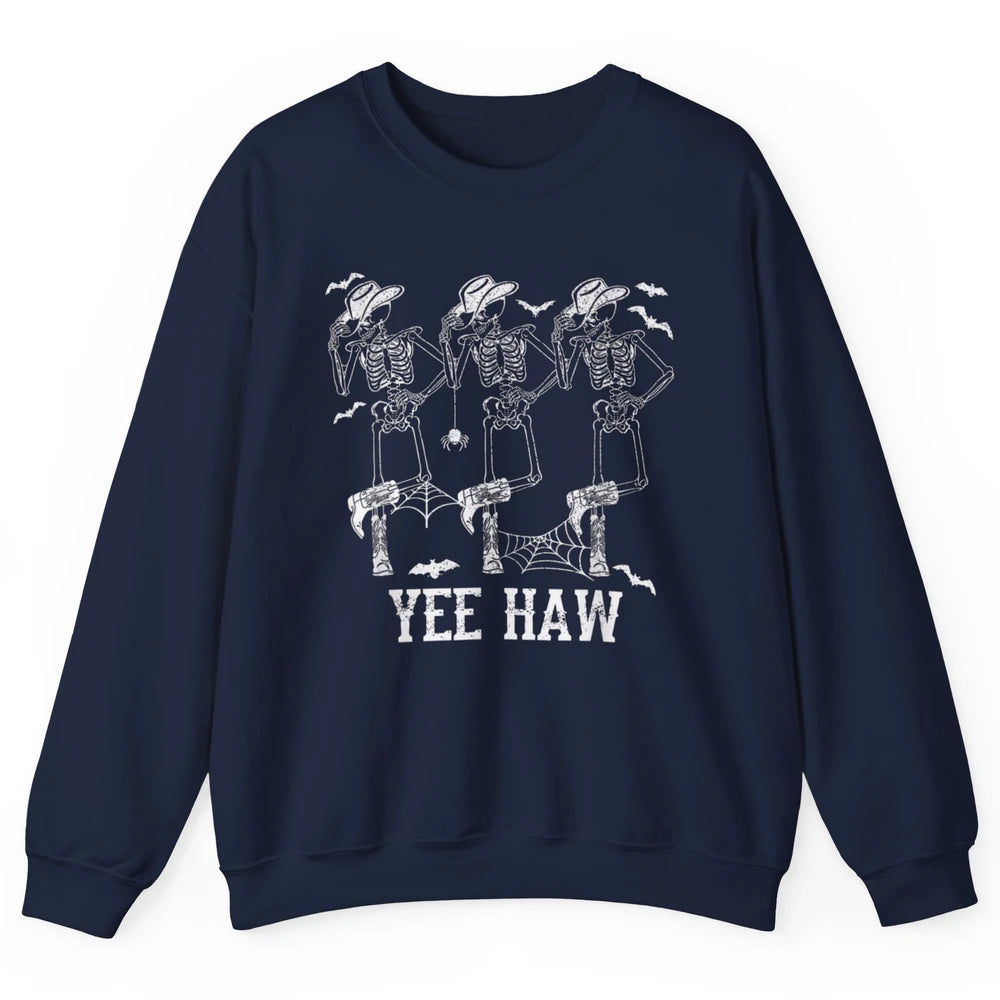 Yee Haw Skeleton Dancing Cowboy Boots Howdy Western Rodeo Unisex Crewneck Sweatshirt