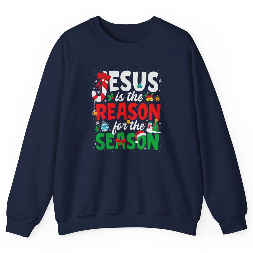 Merry Christmas Jesus The Reason For Season Xmas Candy Tree Unisex Crewneck Sweatshirt