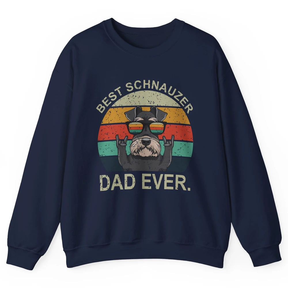 Vintage Sunset Best Schnauzer Dad Ever Father's Day Unisex Crewneck Sweatshirt