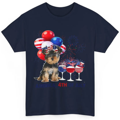 Yorkshire Terrier Wine 4th Of July Firework Celebrate Yorkie Classic Unisex T-Shirt