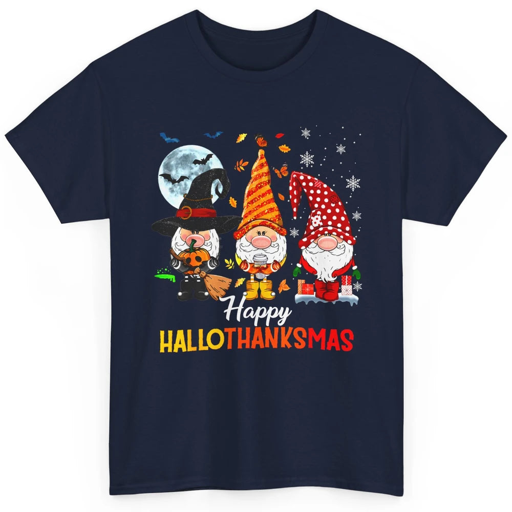 Funny Pumpkin Gnomes Hallo-thank-mas Thanksgiving Christmas Classic Unisex T-Shirt