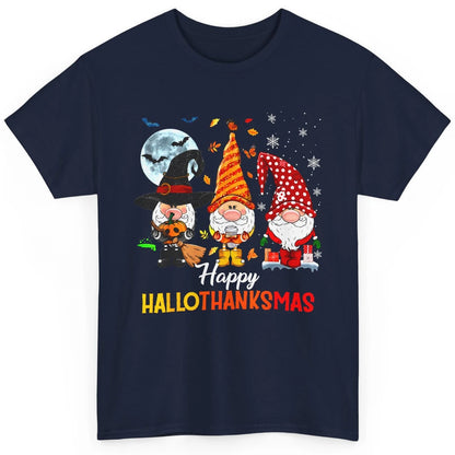 Funny Pumpkin Gnomes Hallo-thank-mas Thanksgiving Christmas Classic Unisex T-Shirt