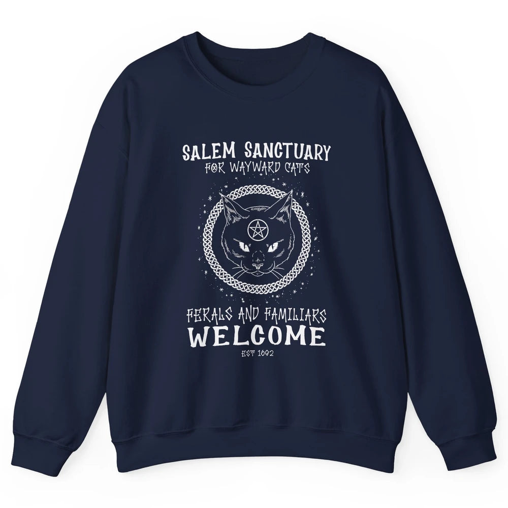 Witch Cat Salem Sanctuary Witch City Halloween Night Costume Unisex Crewneck Sweatshirt