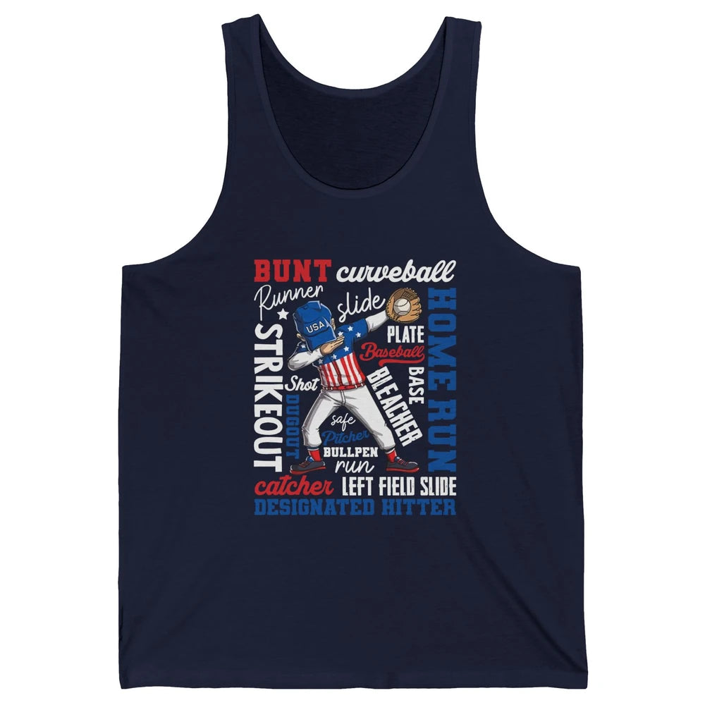 Baseball Dabbing 4th of July US Patriotic Baseball Players Unisex Jersey Tank