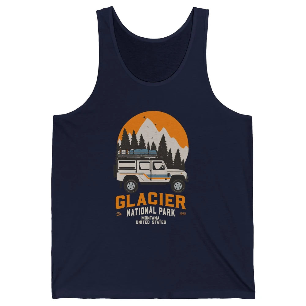 Vintage Glacier National Park Montana Road Trip Camping Unisex Jersey Tank