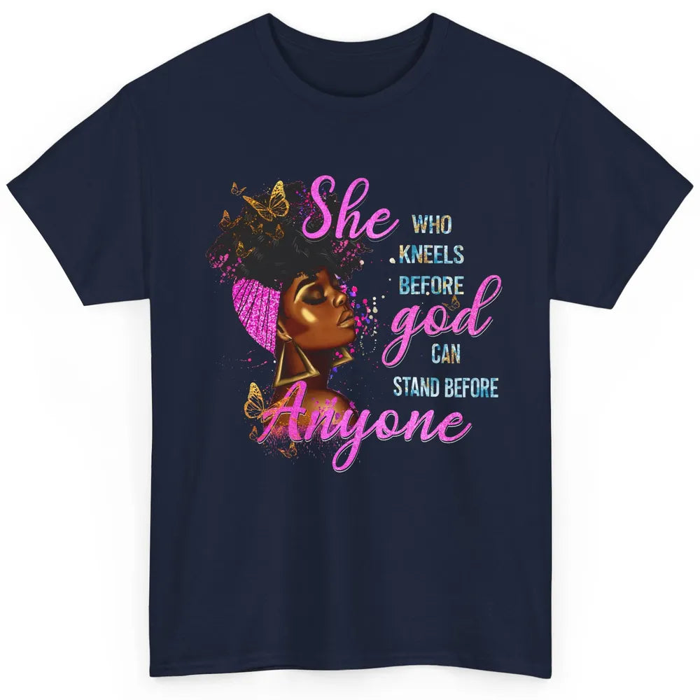 Black Girl She Who Kneels Before God Christian Afro Women Classic Unisex T-Shirt