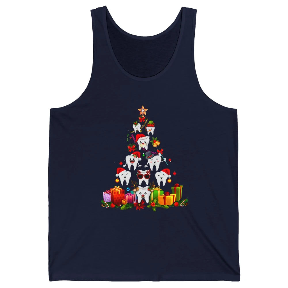 Funny Dentist Cute Teeth Christmas Tree Dental Christmas Unisex Jersey Tank