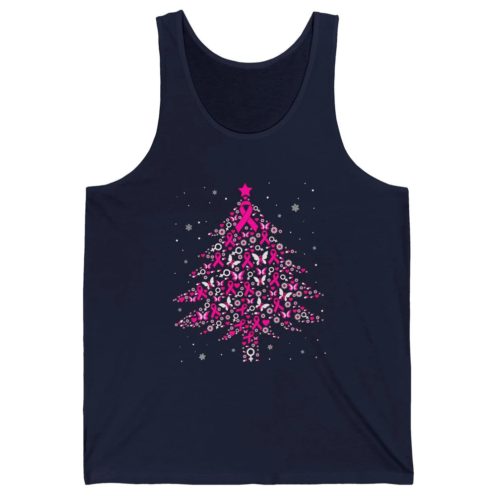 Breast Cancer Pink Ribbon Xmas Tree Breast Cancer Christmas Unisex Jersey Tank