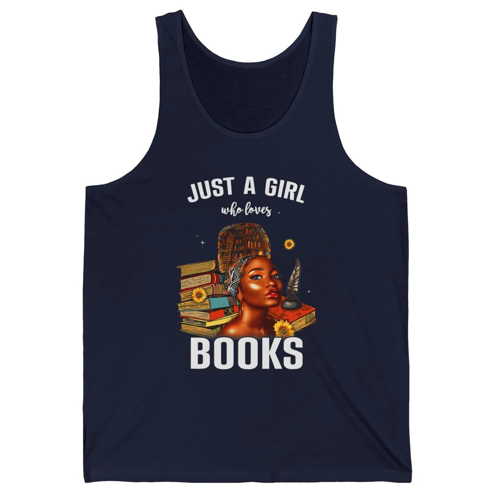 Black Girl Just A Girl Loves Books Magic Librarian Read Book Unisex Jersey Tank