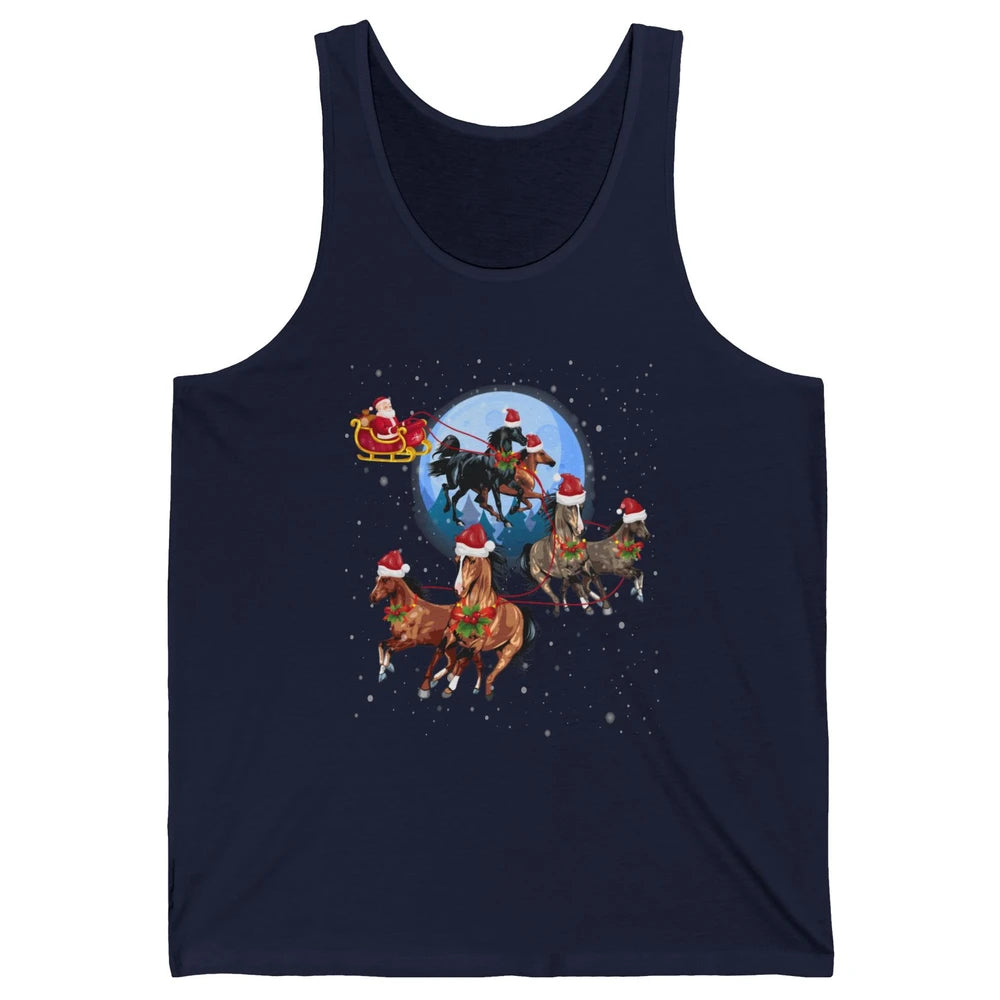 Merry Christmas Horse Drawn Sleigh Riding Santa Claus Xmas Unisex Jersey Tank