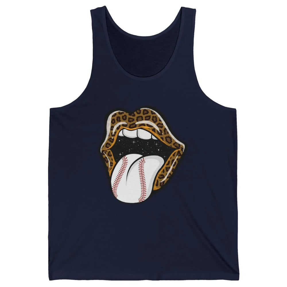 Baseball Lovers Leopard Lips Baseball Players Gift Unisex Jersey Tank