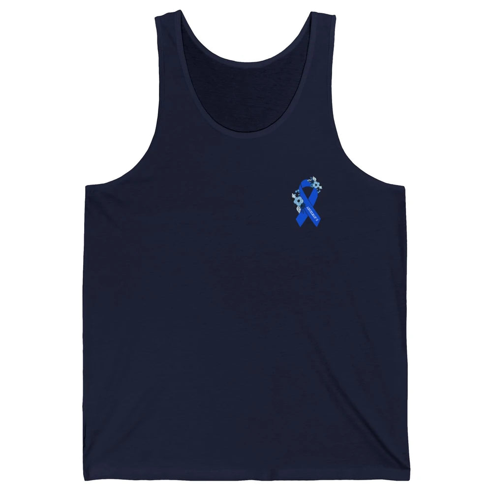 We Wear Blue Angelmans Syndrome Awareness Floral Blue Ribbon Unisex Jersey Tank