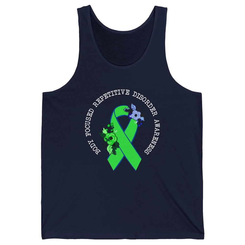 Body Focused Repetitive Disorder BFRB Floral Green Ribbon Unisex Jersey Tank