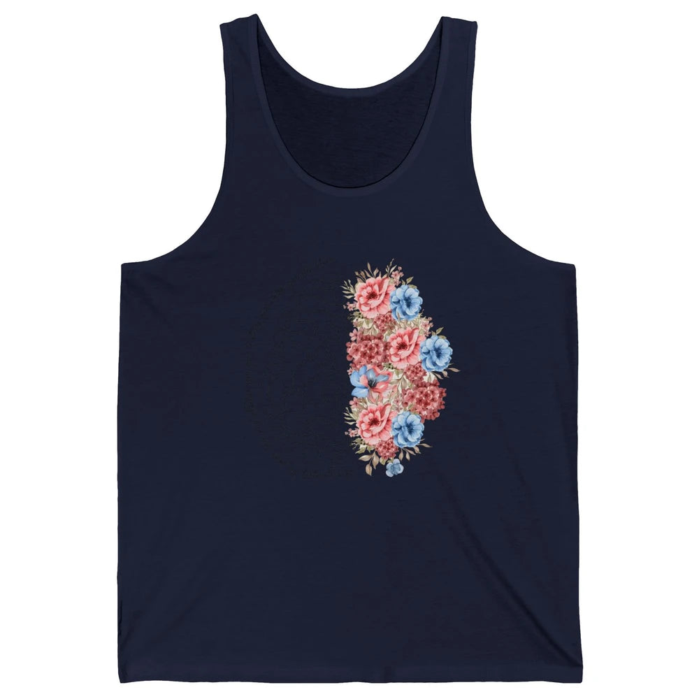 Brain Anatomy Nurse Blooming Flowers Nursing Anatomical Gift Unisex Jersey Tank